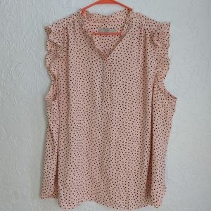 Loft Plus Size, Women's Pink Heart Ruffle Blouse, Sz 24